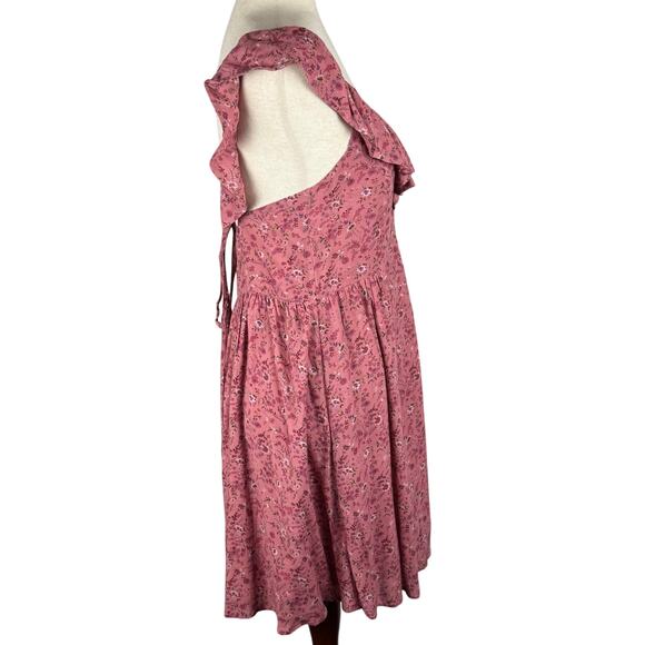 MADEWELL RUFFLE V-NECK FLORAL MINI DRESS IN VINTAGE PINK NWT WOMEN'S SIZE 10 - Picture 6 of 16